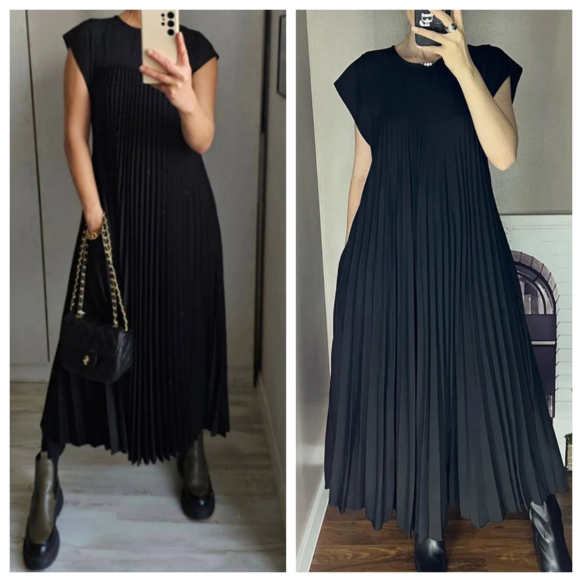 💕Rochie plisată pentru femei în culoare solidă👗