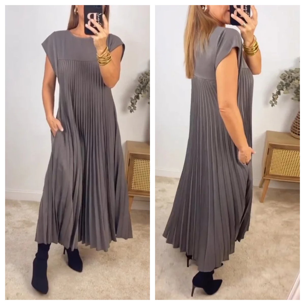 💕Rochie plisată pentru femei în culoare solidă👗