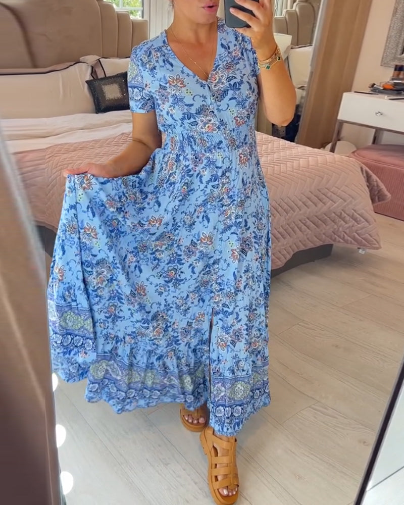 💝 Rochie cu imprimeu floral și decolteu în V-TAB