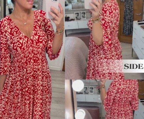 👗Rochie cu decolteu în V cu imprimeu mini