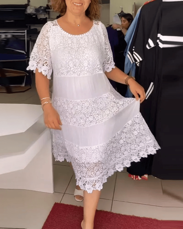 💝Rochie coroană monocromă cu mâneci scurte👗