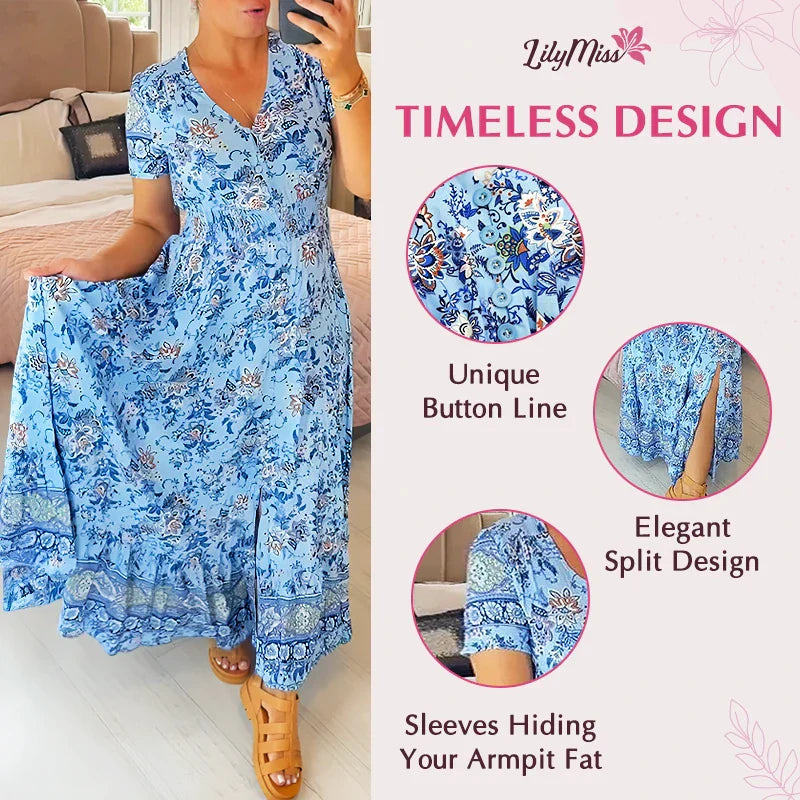 💝 Rochie cu imprimeu floral și decolteu în V-TAB