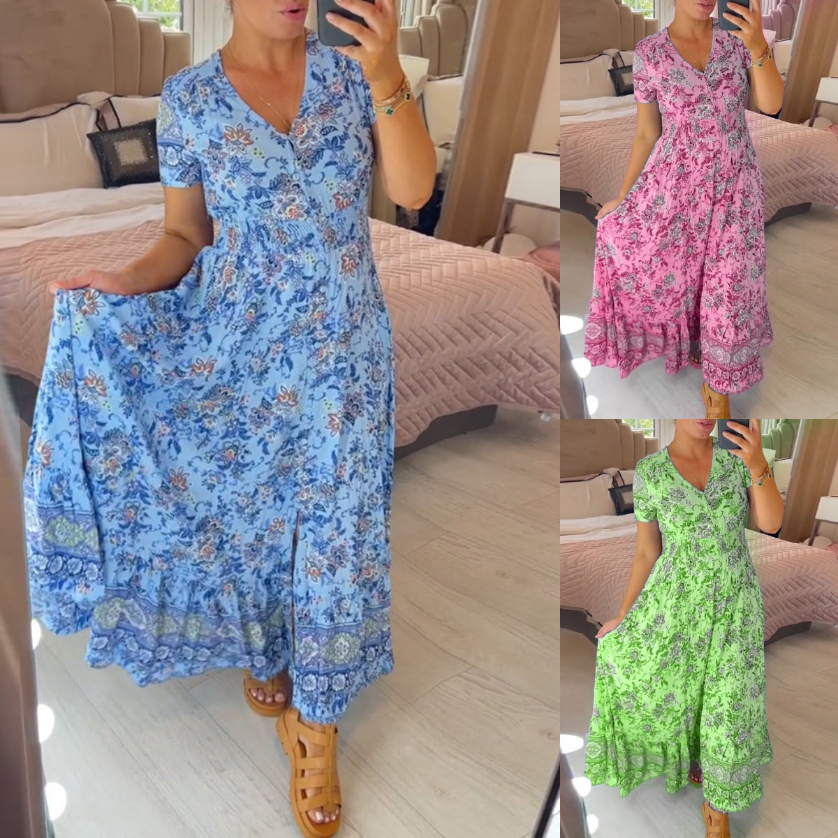 💝 Rochie cu imprimeu floral și decolteu în V-TAB