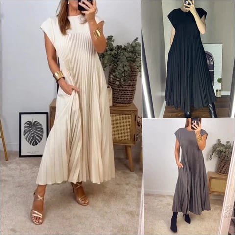 💕Rochie plisată pentru femei în culoare solidă👗