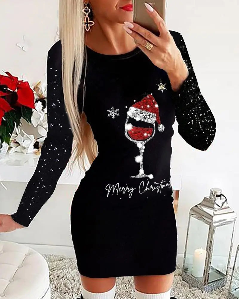 【S-5XL】 Robs de Natal estampados de manga comprida outono e inverno 2023