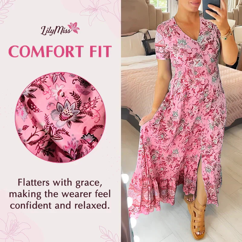 💝 Rochie cu imprimeu floral și decolteu în V-TAB