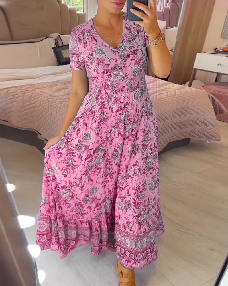 💝 Rochie cu imprimeu floral și decolteu în V