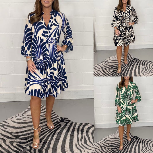 🥻 Rochii de vară pentru femei, moda de vară Plus Dimensiune Leaf Print Dresses