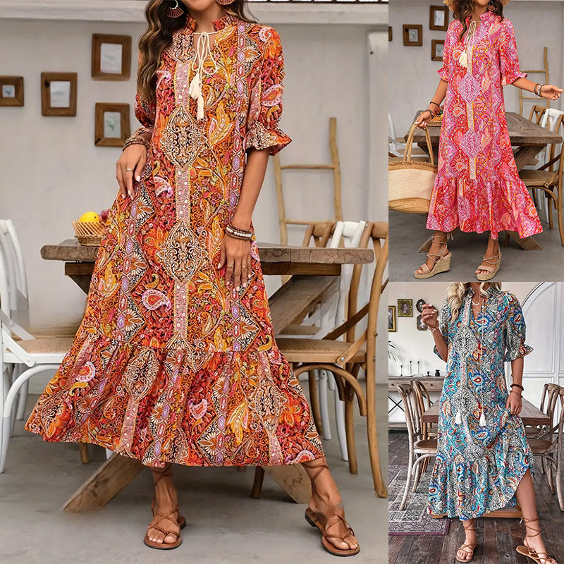 Rochie de vară florală cu decolteu în V de damă