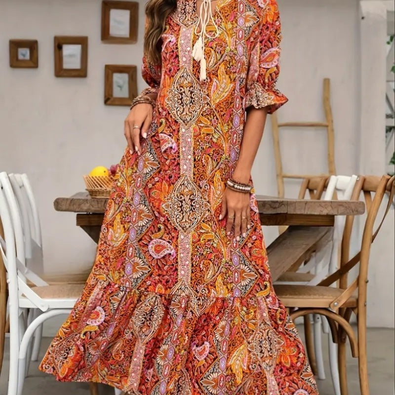 Rochie de vară florală cu decolteu în V de damă