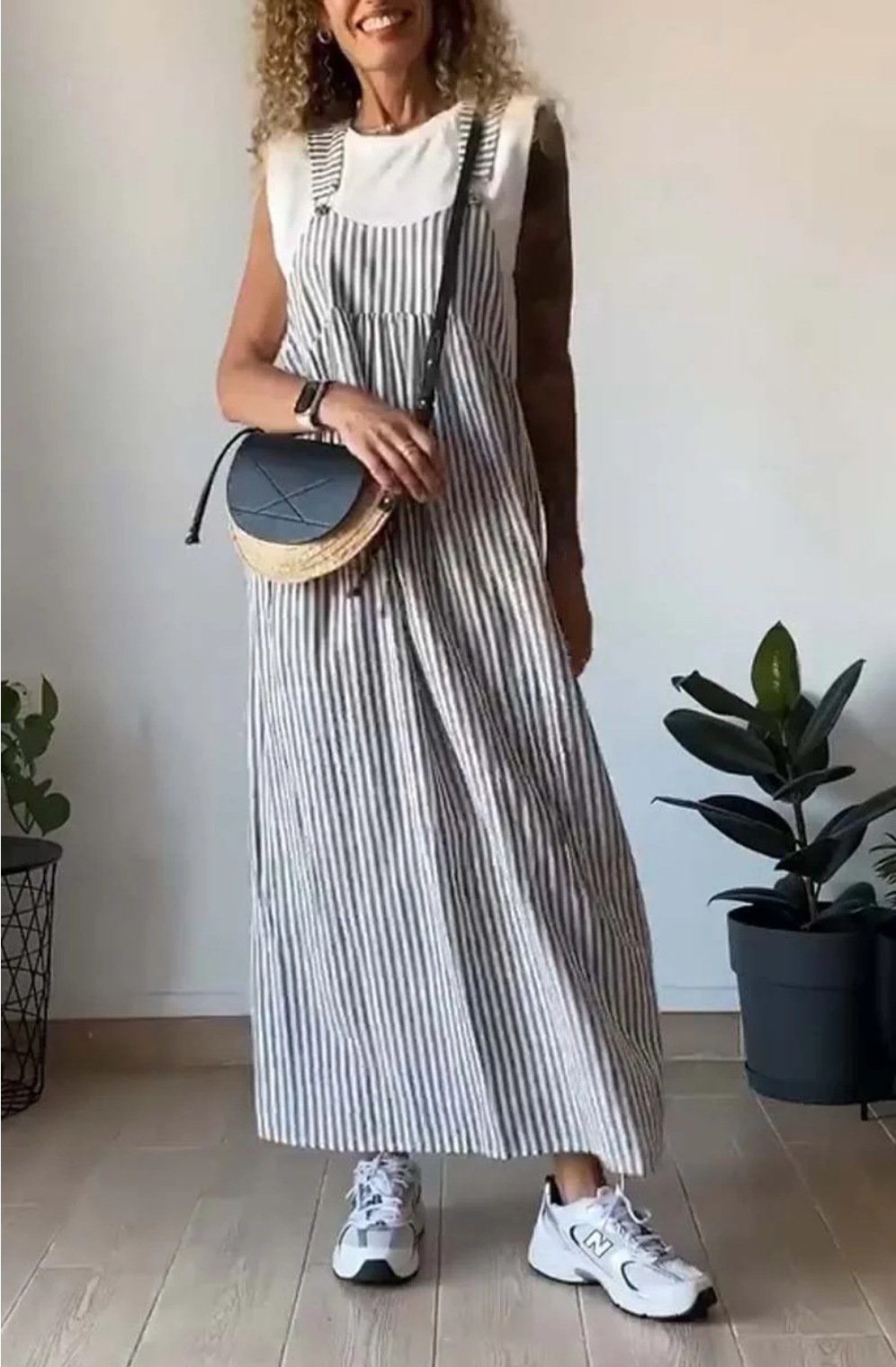 Rochie casual în dungi cu vestă💃-TAB