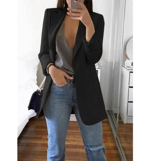 Blazer Women   Female Coats 5XL Casual Fashion Basic Notched Slim Jackets