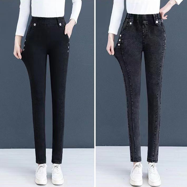 Blugi skinny elastici, caldurosi, plușați pentru femei