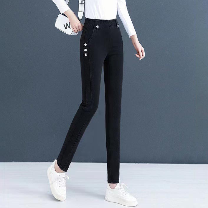 Blugi skinny elastici, caldurosi, plușați pentru femei