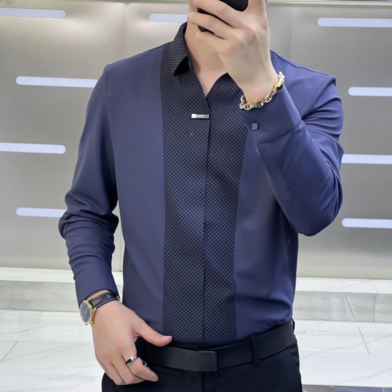 👔 Cămașă pentru bărbați în mozaic în stil business casual