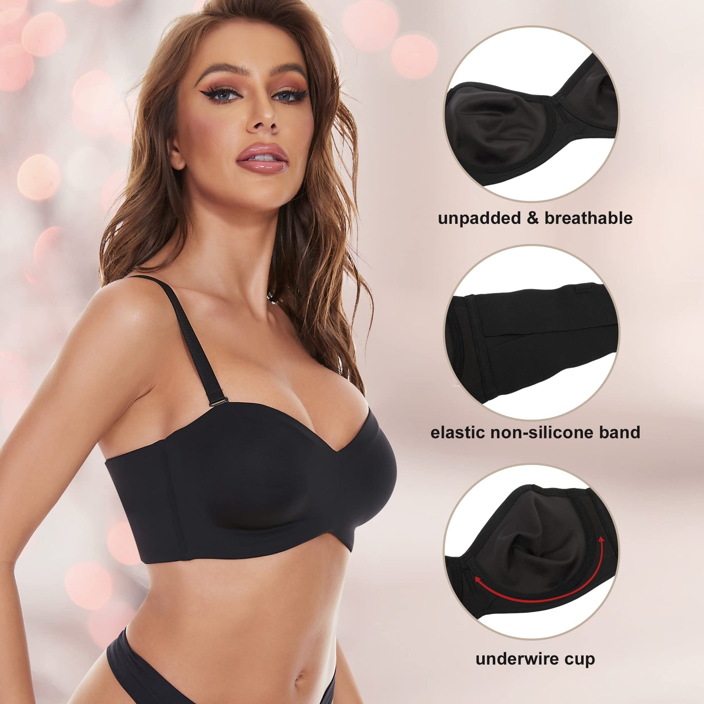 💥 Sutien Bandeau Promoțional MĂRIME MARE Cu Bretele Detașabile