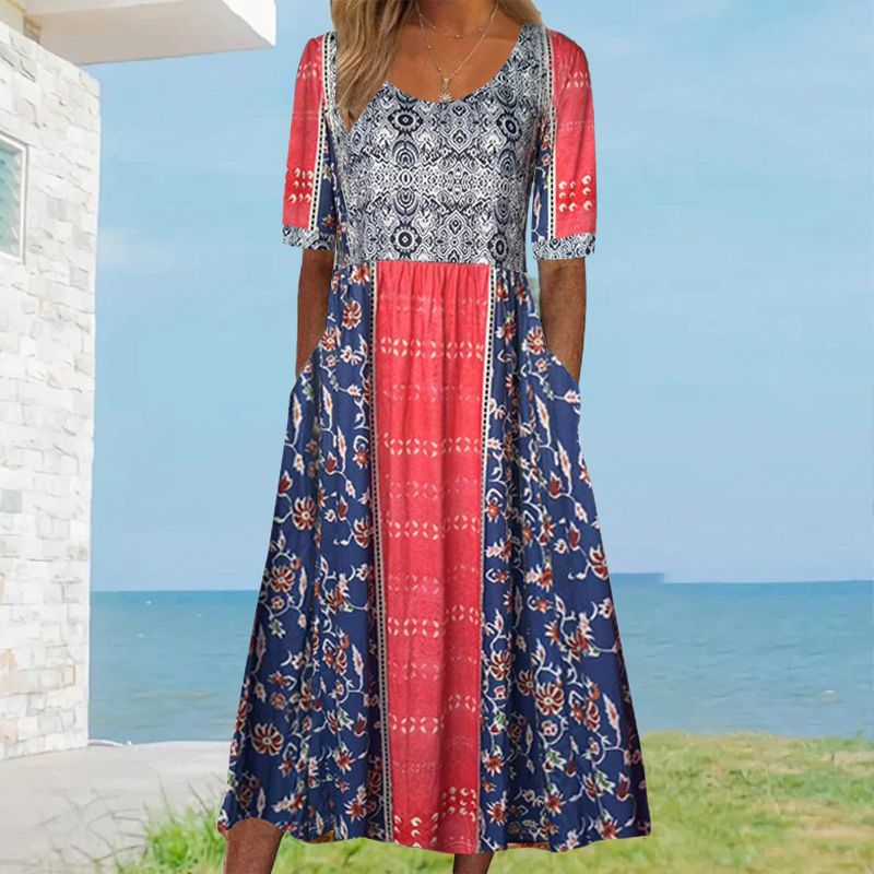 🌸 Rochie elegantă de damă cu imprimeu boho