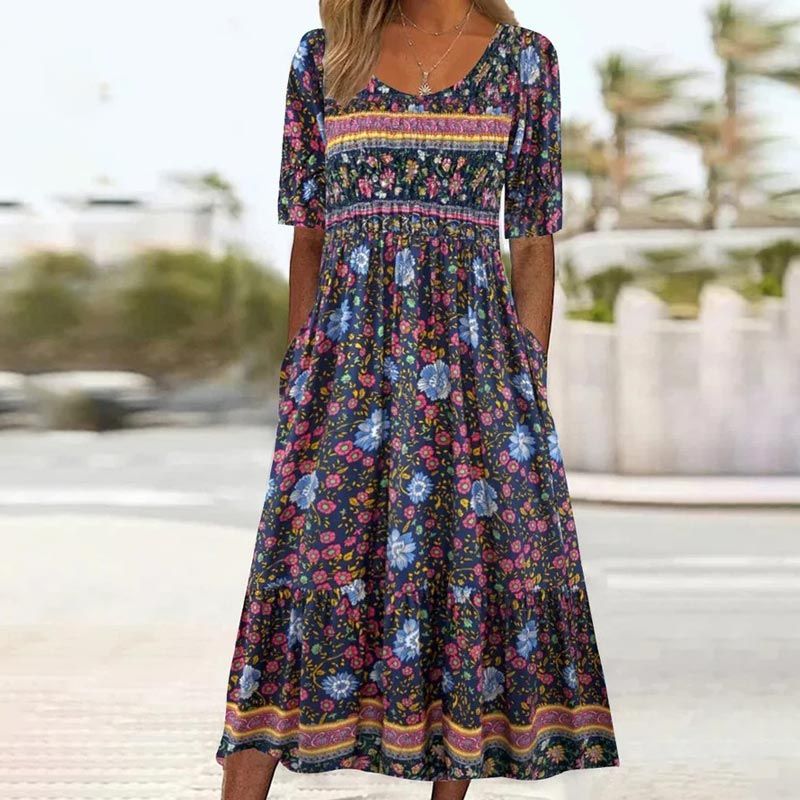 🌸 Rochie elegantă de damă cu imprimeu boho