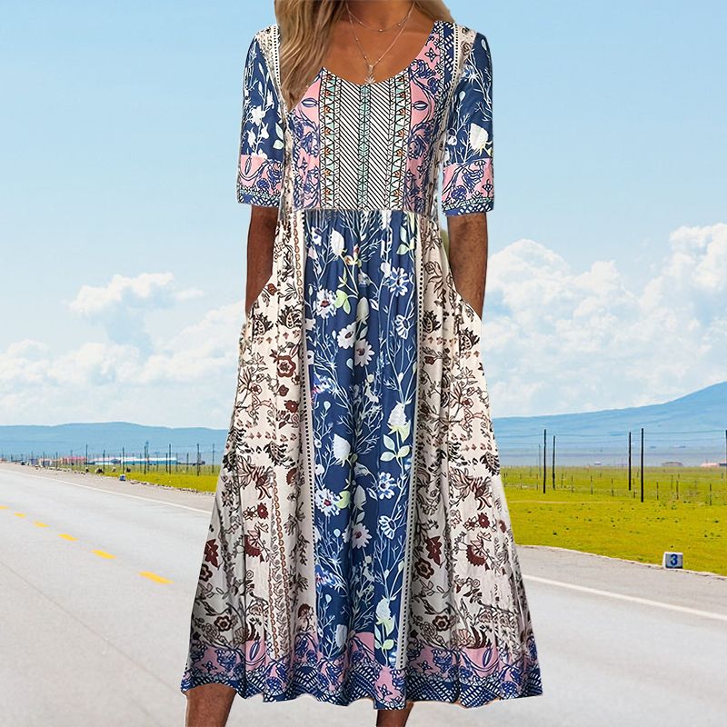 🌸 Rochie elegantă de damă cu imprimeu boho