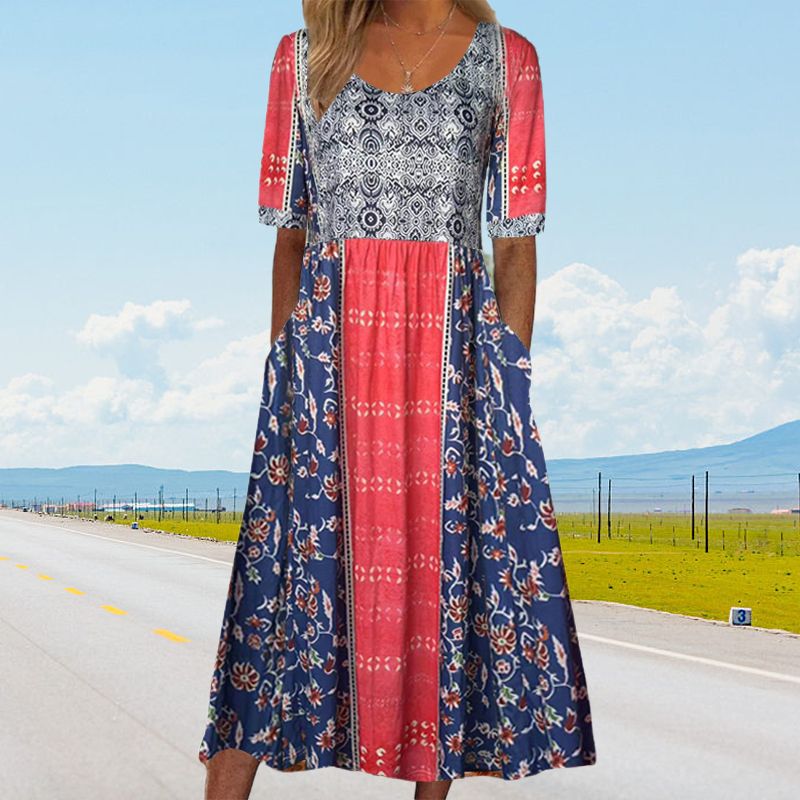 🌸 Rochie elegantă de damă cu imprimeu boho