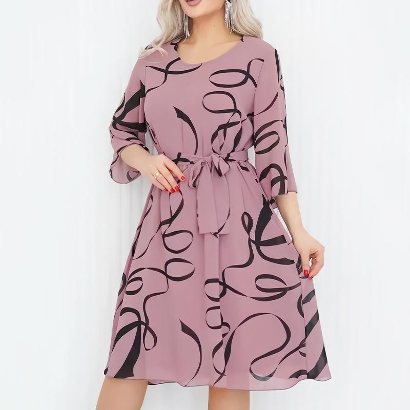 🌸Rochie midi elegantă, lejeră, cu mâneci cu volane