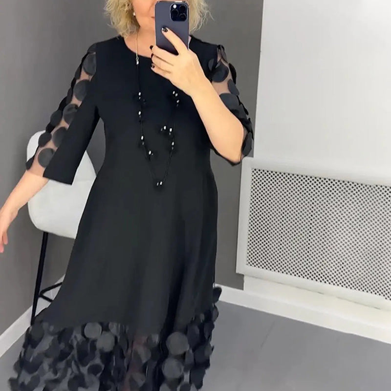 Rochie evazată Plus Size cu buline