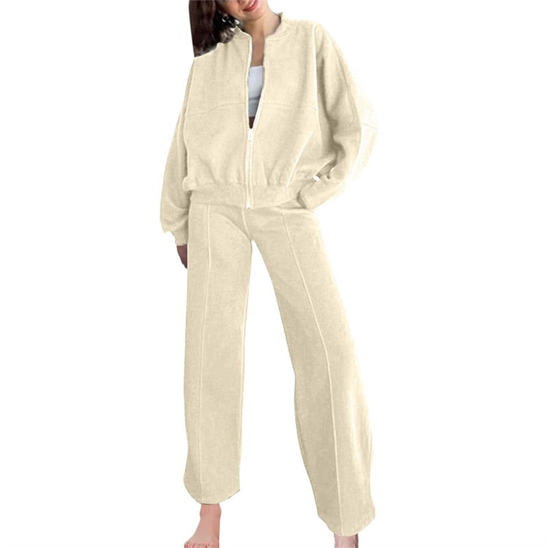 📦Femei cu mânecă lungă Zip Coat Drawstring Sweatpants 2-Piece Sets