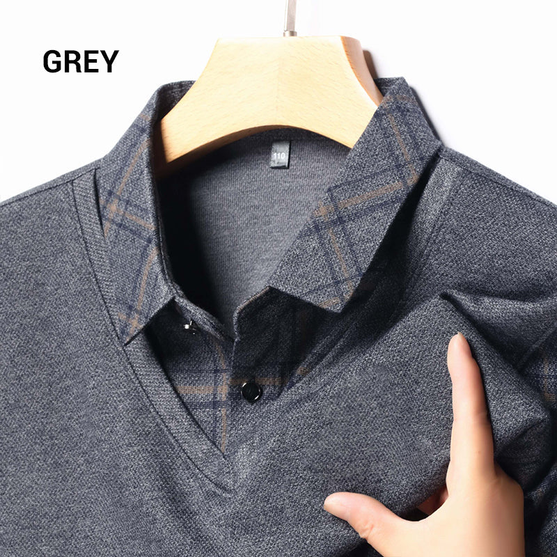 Fake maneca lunga Mens două bucăți Stand Up Collar Shirt