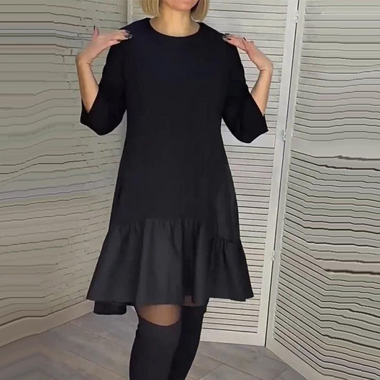 💞Rochie neagră largi, stratificată, elegantă