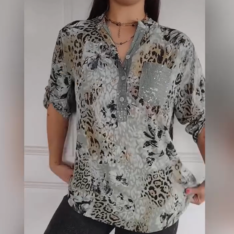 【M-4XL】🌸Camasa casual de dama cu imprimeu pe jumatate de nasturi