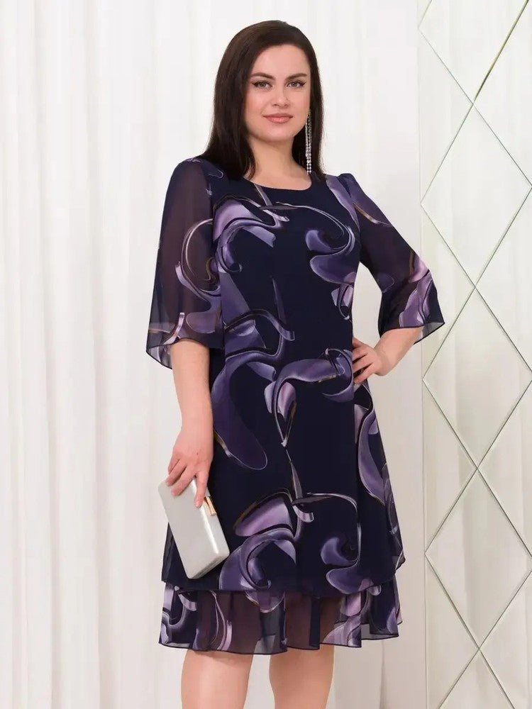 👗 2025 Noi rochii din șifon cu mâneci cu volane cu imprimeu elegant