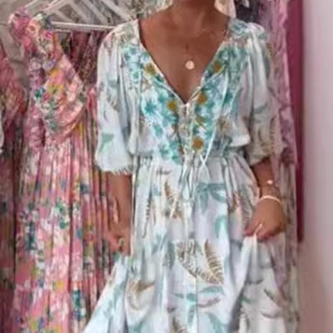 Rochie maxi de dama la moda cu curea si decolteu in V