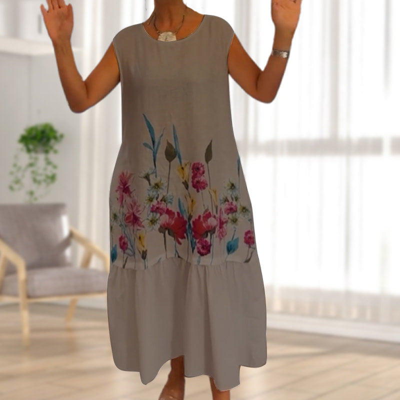 【S-4XL】🌸Rochie largi florală cu decolteu rotund pentru femei