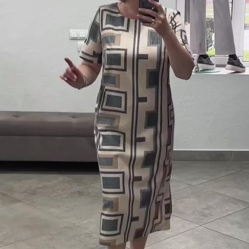 Rochie casual de dama cu maneci scurte si decolteu rotund