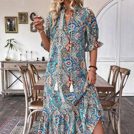 Rochie de vară florală cu decolteu în V de damă