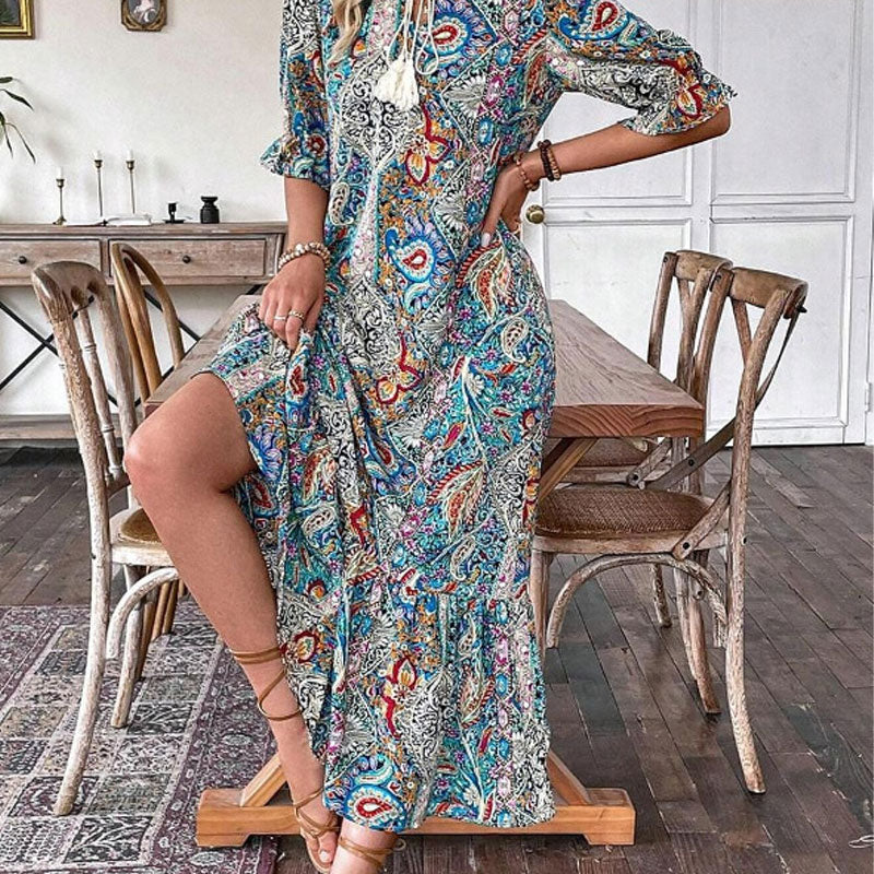 Rochie de vară florală cu decolteu în V de damă